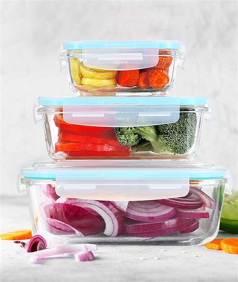 Glass Food Storage Container Set 12 Pieces 6 Containers And 6 Lids