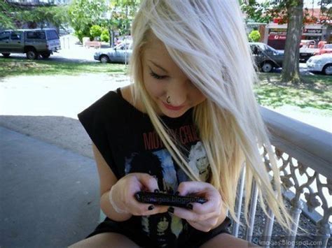 Blonde Emo Teen Girl Cute Playing Game