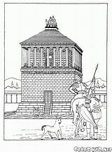 Coloring Mausoleum Halicarnassus Pages Wonders Colossus Rhodes Printable Popular Colorkid sketch template