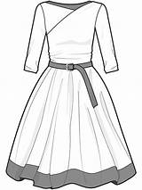 Dress Sketches Clothes Drawing Easy Template Fashion Costume Sketch Dresses Draw Drawings Illustration Garment Templates Flat Coloring Women Tech 50s sketch template