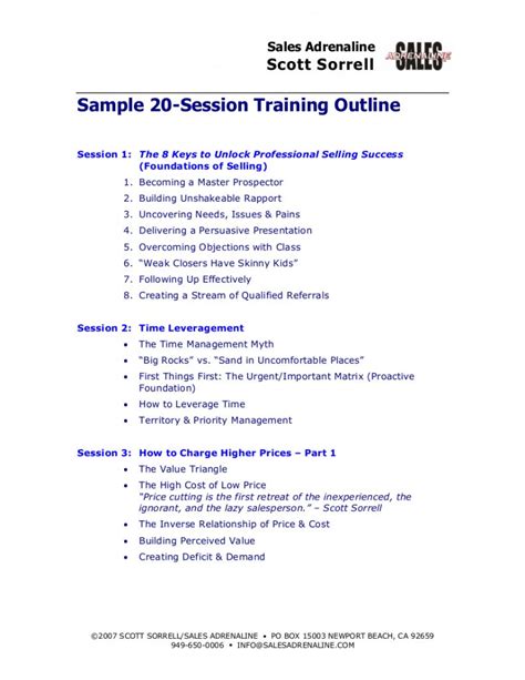 customer service training outline template sample