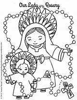 Rosary Worksheets Rosario Virgen Hail Fatima Sorrows Rosenkranz Guadalupe Thecatholickid Praying Getcolorings Lesson sketch template