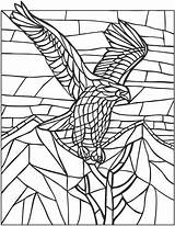 Mosaico Mosaicos Eagle Dover Pintar Vitraux Adultos Coloriage Sheets Animais Colorier Doverpublications Coloriages Complexes Abstrata Colorida Modèles Déco Aigle sketch template
