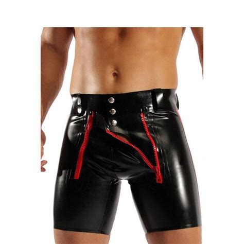 plus size s 4xl men pvc faux leather panties zipper open short boxer