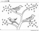 Coloring Bird Pages Winter Tree Sheets Madebyjoel Birds Sheet Branch Spring Colouring Kids Drawing Printable Print April Template Animals Coloriage sketch template