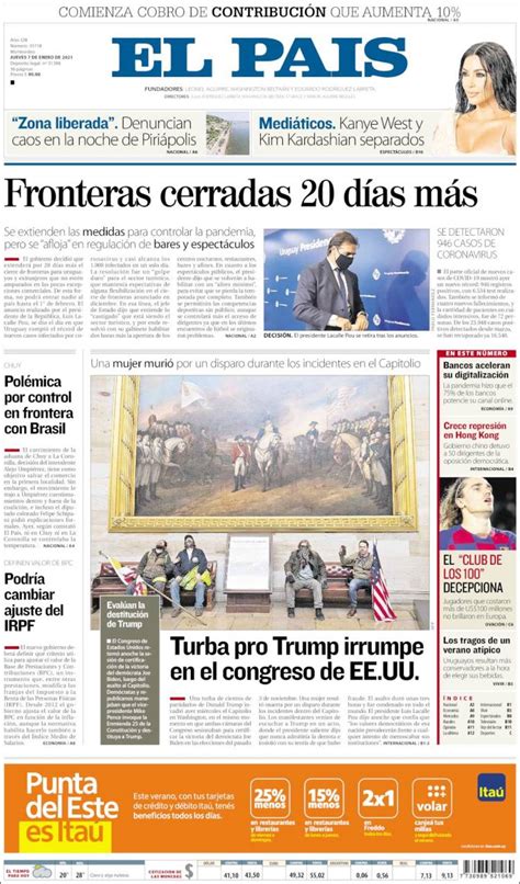 newspaper el pais uruguay newspapers  uruguay todays press covers kioskonet