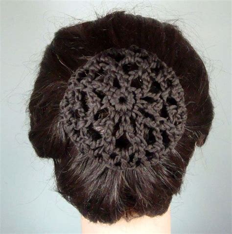 crocheted hair bun cover  brown organic cotton  melsbellshats