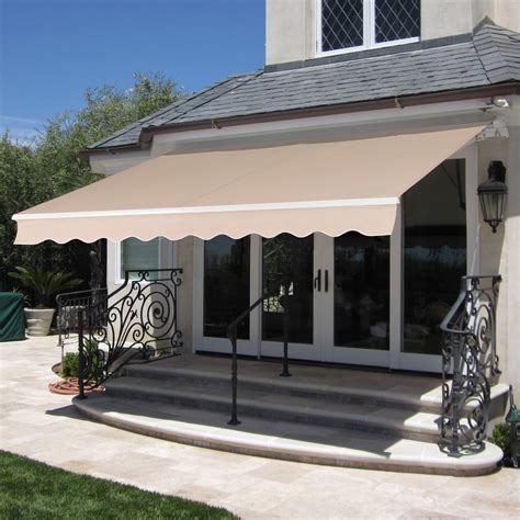 choice products xin retractable patio sun shade awning cover  aluminum frame crank