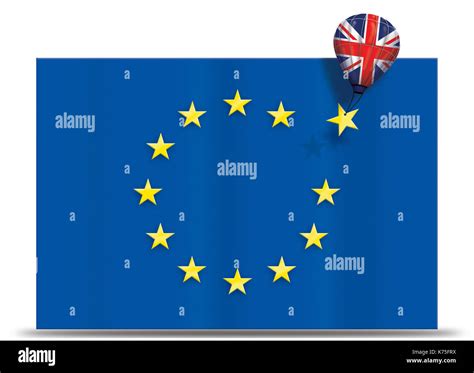 brexit balloon  united kingdom removing  yellow star   european union flag