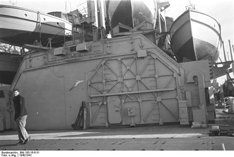 photo view  battleship bismarcks hangar area   world war ii