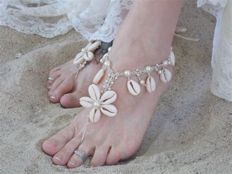 barefoot sandals with cowrie shell flowers handmade hemp footwear