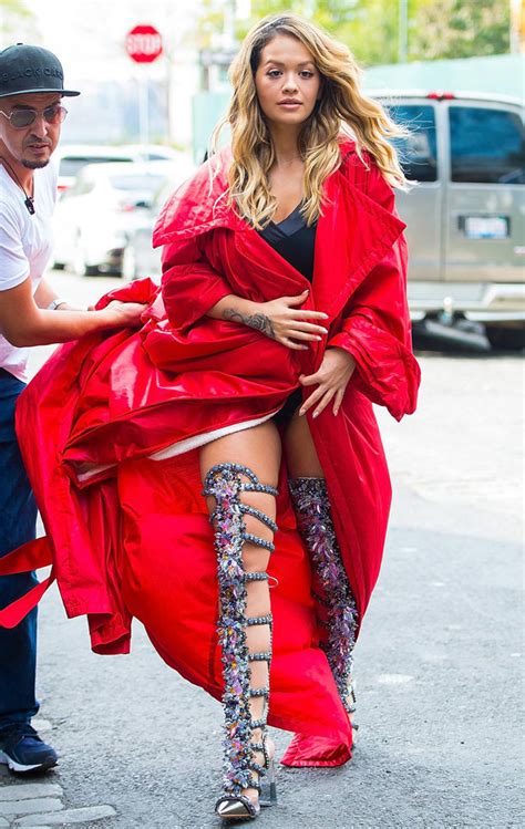 Rita Ora Flashes Crotch As Coat Parts Over Devilishly High