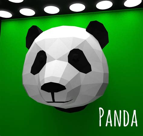 Panda Head Template Instruction Diy Paper Model Etsy