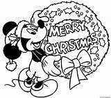 Merry Coloring Christmas Pages Wreath Mickey Printable Print Disney Mouses Book sketch template