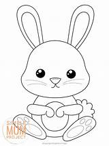 Coloring Rabbit Printable Forest Bunny Kids Woodland Sheet Preschoolers Animal Simple Toddlers Book Toddler Mom Project sketch template