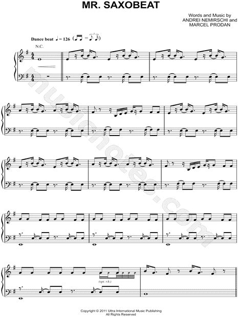 Alexandra Stan Mr Saxobeat Sheet Music In E Minor Transposable
