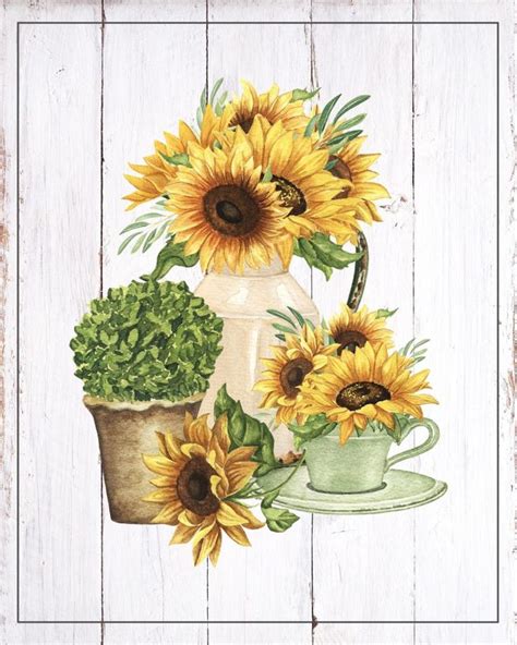 printable farmhouse sunflower vignettes  cottage market