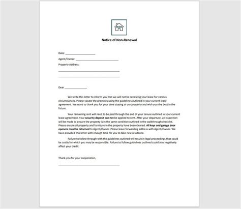 renewal  lease agreement letter printable form templates