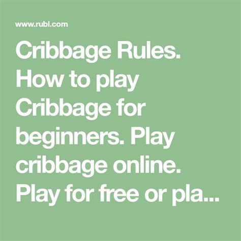 cribbage rules   play cribbage  beginners play cribbage
