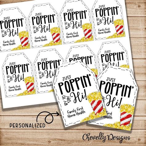 digital file personalized popcorn gift tags printable etsy popcorn
