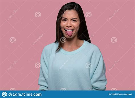 funny expressive teen girl sticking out tongue stock image 24433669