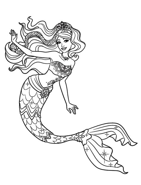 coloring page stylish mermaid