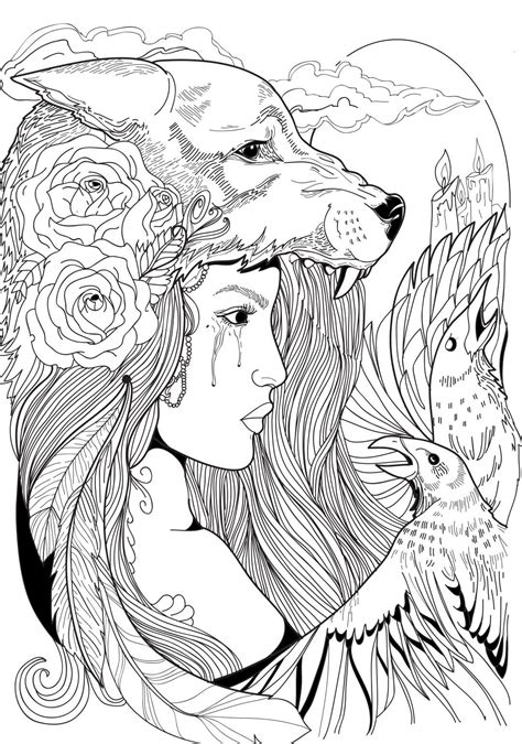 wolf tattoo colouring pages ladyazd