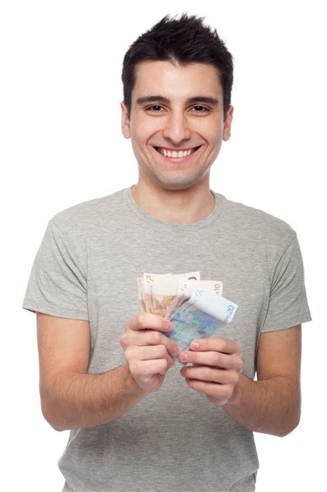 man holding money stock image image  handsome savings