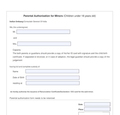 consent letter  oci application minor template