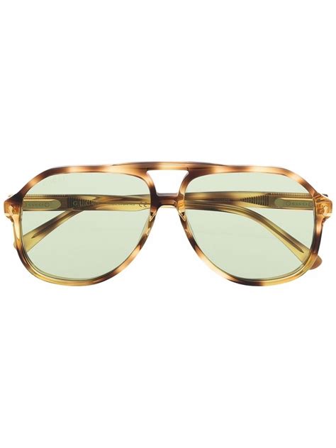 gucci eyewear tortoiseshell pilot frame sunglasses farfetch