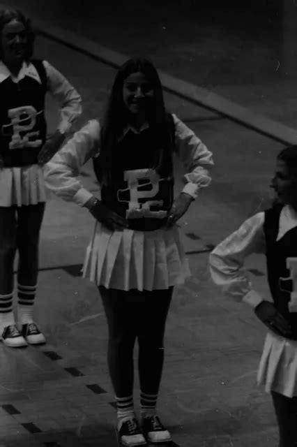1960s candid of cute cheerleader girl in uniform original 35mm negative