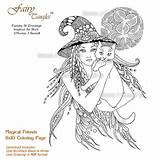 Coloring Adult Witch Witches Pages Cats Cat sketch template