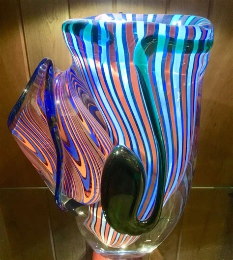 Large Murano Romano Donà Multi Color Abstract Art Glass