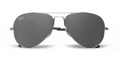ray ban leather aviator silver tone sunglasses in black for men lyst