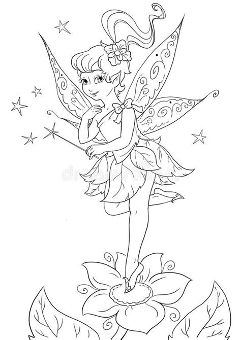 flower fairy coloring page stock illustration   fairy coloring