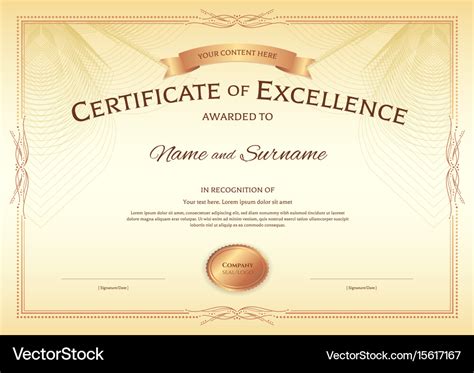 certificate  excellence template  award vector image