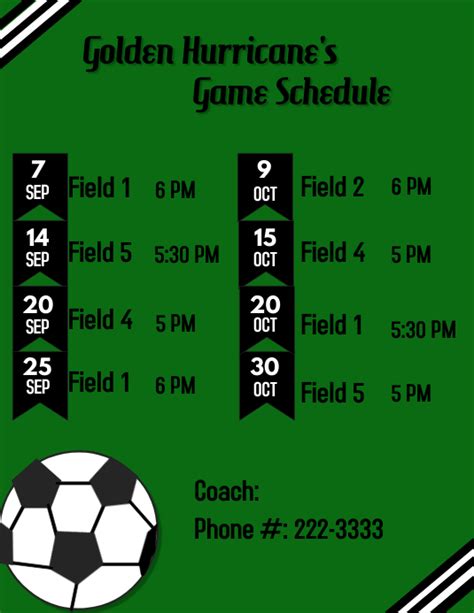 game schedule template postermywall
