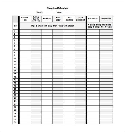 cleaning schedule templates cleaning schedule templates schedule