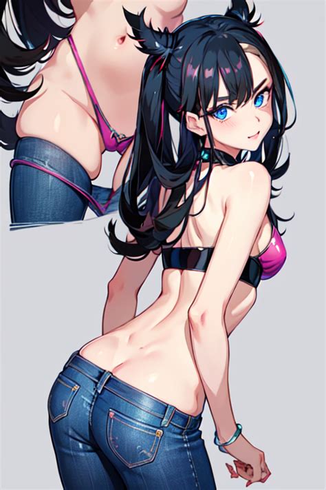 rule 34 ai generated ass black hair blue eyes bubble butt dimples of