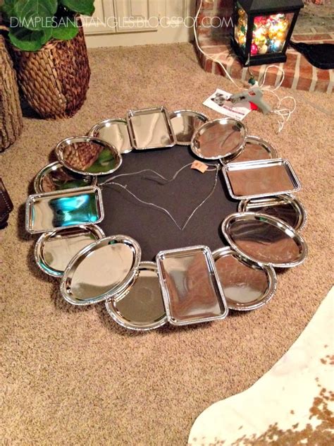 dollar tree metal serving tray wreath dimples  tangles