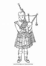 Scottish Colouring Coloring Pages Piper Scotland Bagpipes Kids Children Night Burns Theme Kilt Wee Colour Gillis Activityvillage Highland Traditional Bag sketch template