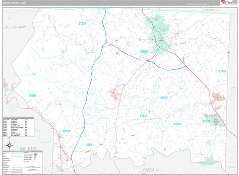 surry county nc wall map premium style  marketmaps mapsales