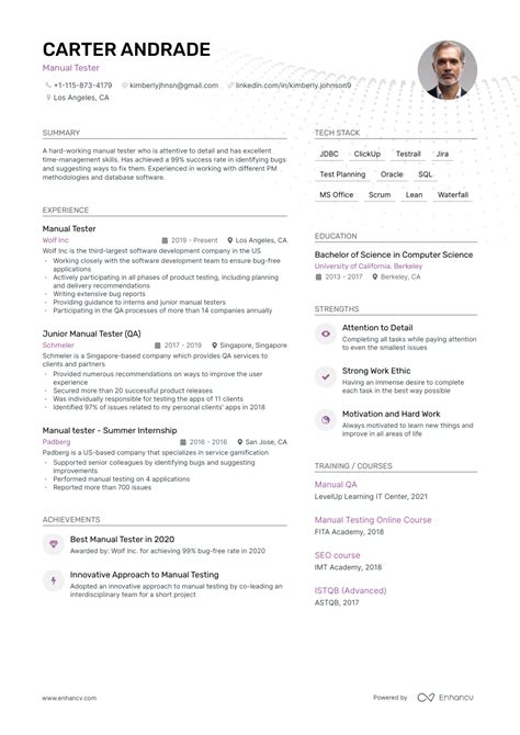manual tester resume examples guide