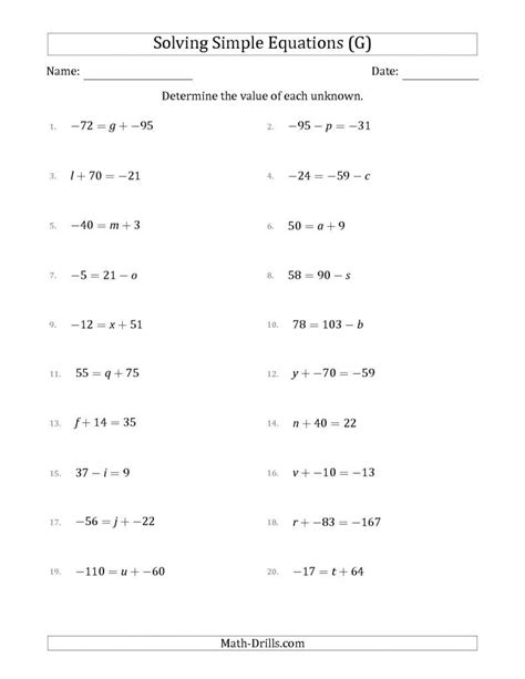 solving equations  variables   sides worksheet answer key