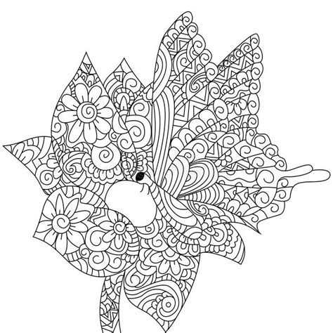 butterfly   flower coloring book vector  adults vector