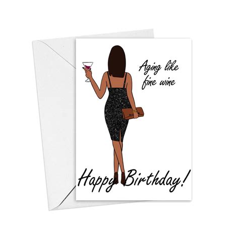 black woman birthday card  woman  wine african etsy