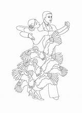 Coloring Pages Flamenco Dance Tango Girl Popular sketch template
