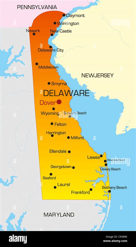 vector color map  delaware state usa stock photo alamy