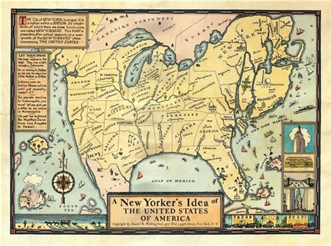 A New Yorkers Idea Of The United States Of America Geographicus Rare