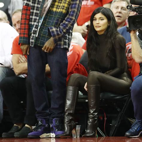 kylie jenner wore  black bodysuit  leggings   nba playoffs